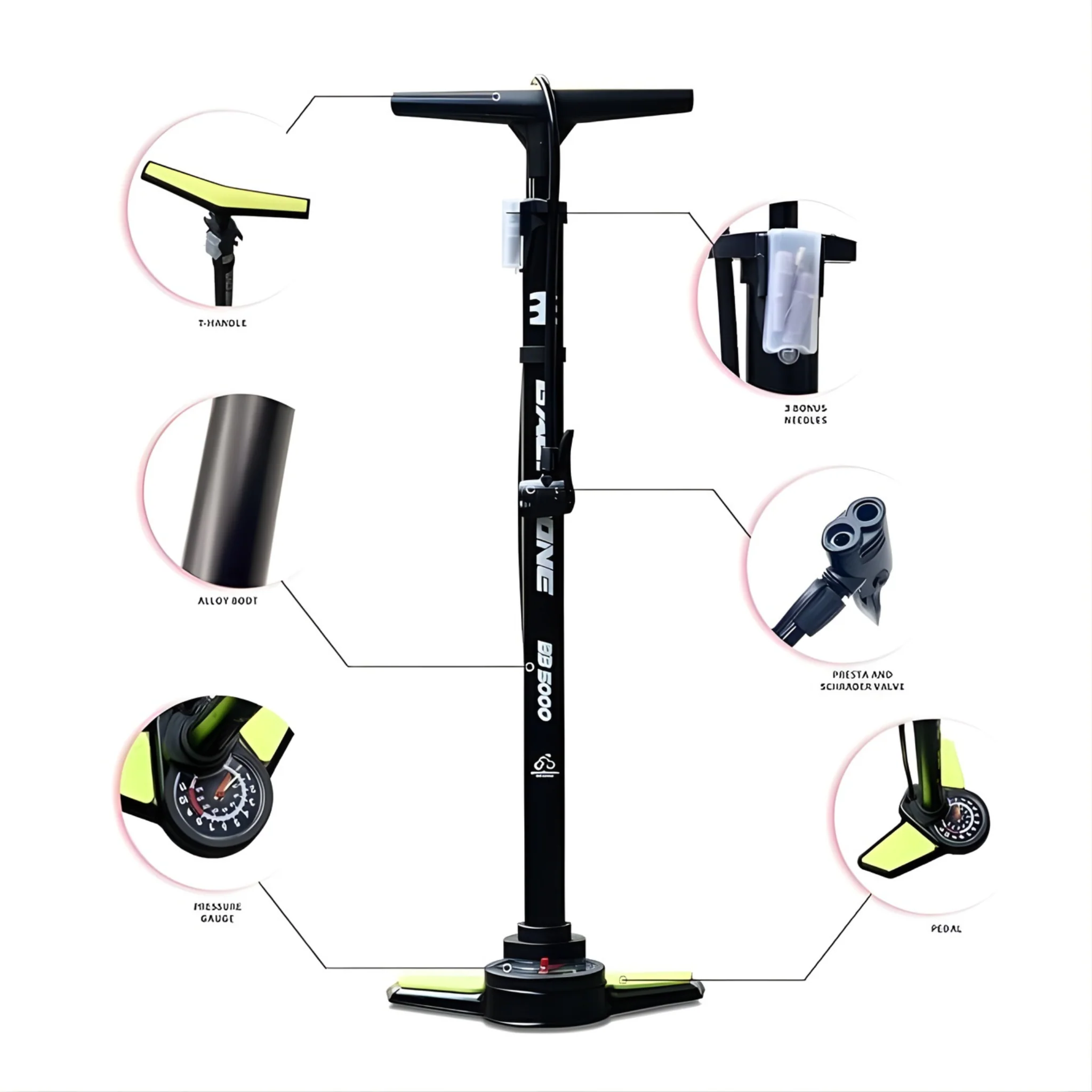 S.V.M Backbone 5000 HIGH Pressure Bicycle Floor Pump - Image 3